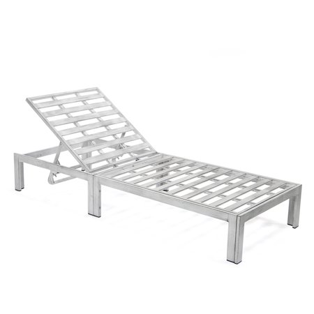 Leisuremod Chelsea Modern Outdoor Weathered Grey Chaise Lounge Chair With Side Table & Orange Cushions CLTWGR-77OR2